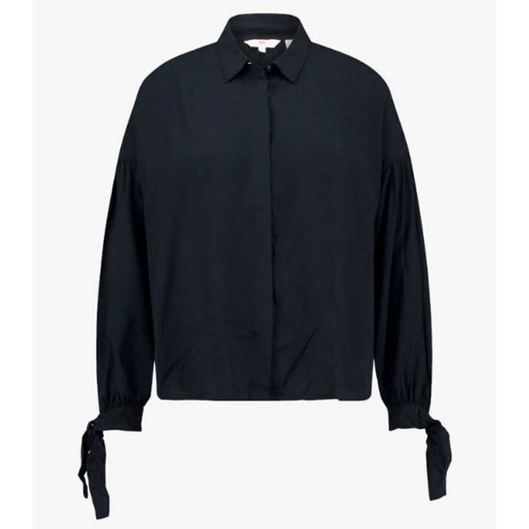 Levis Terri Long Sleeve Button up Blouse Tie Cuff Black Caviar XS - Picture 3 of 7